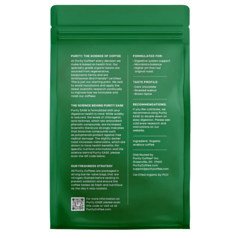Purity Coffee Ease: Dark Roast Whole Bean Coffee